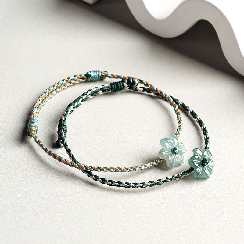 Original Jade Blue Orchid Flower Bracelet - Handcrafted Red String Bracelet for Couples - STAR8S