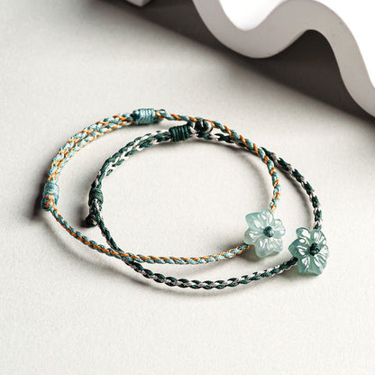 Original Jade Blue Orchid Flower Bracelet - Handcrafted Red String Bracelet for Couples - STAR8S
