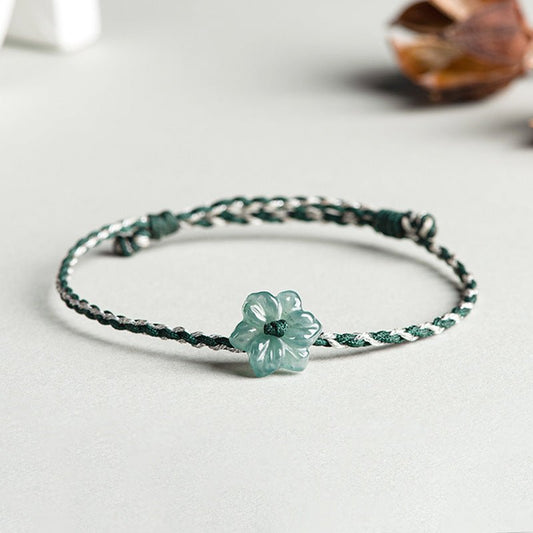 Original Jade Blue Orchid Flower Bracelet - Handcrafted Red String Bracelet for Couples - STAR8S