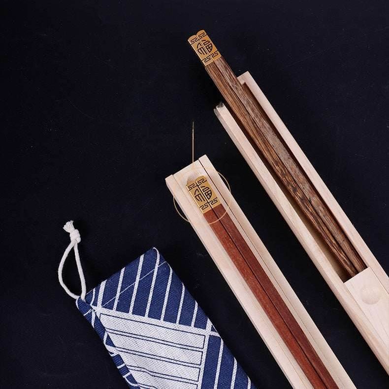 Outdoor Portable Pine Box Wenge Rosewood Chopsticks Solo Healthy Dining - STAR8S