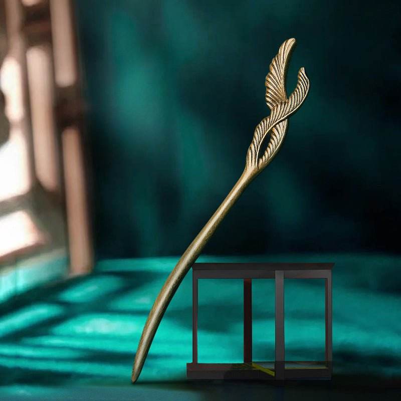 Peach Wood Carved Hairpin for Vintage Bun & Gift Giving - STAR8S