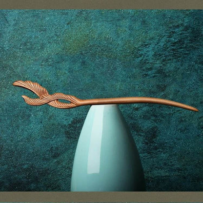 Peach Wood Carved Hairpin for Vintage Bun & Gift Giving - STAR8S
