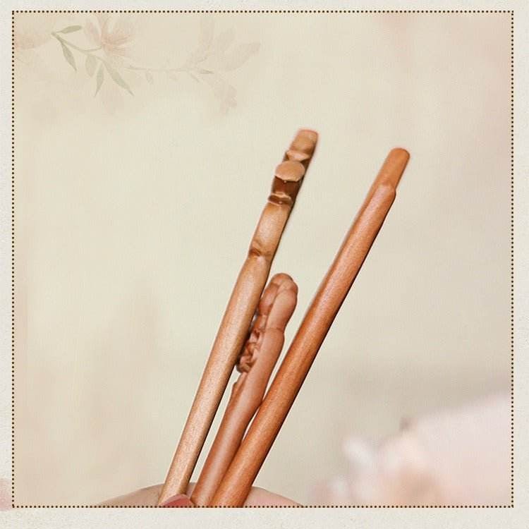 peach wood u shaped heart hairpin ideal for bun styling gifting - star8s