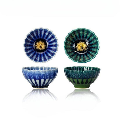 Peacock Tea Cups Couple Set – Handmade Gold - Inlaid, Tea Ceremony Stress Relief & Love Prestige - STAR8S