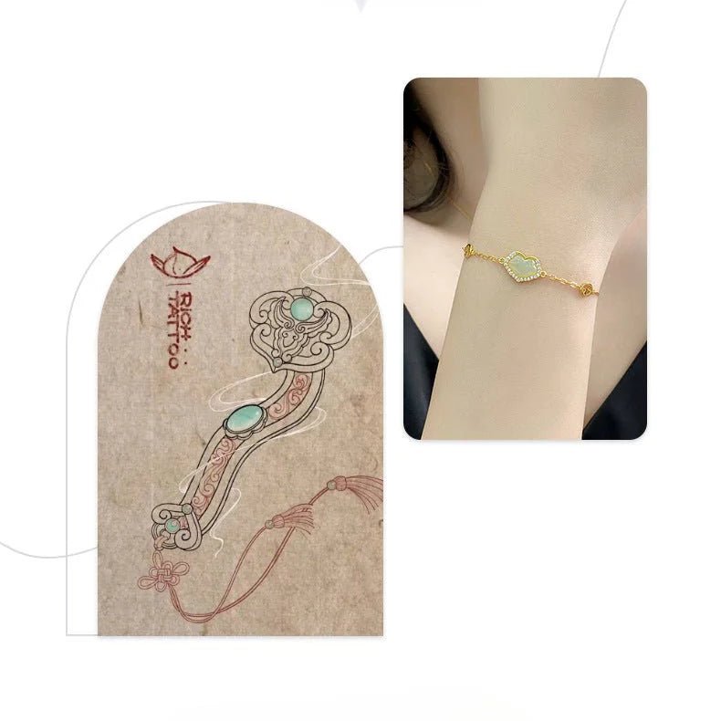 permanent jade bracelet: hetian ruyi auspicious 925 silver | star8s - star8s