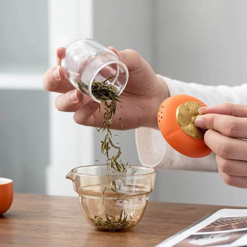 Persimmon Travel Tea Set Portable One Pot Two Cups for Gift - STAR8S