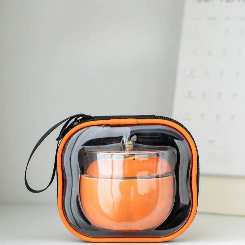 Persimmon Travel Tea Set Portable One Pot Two Cups for Gift - STAR8S