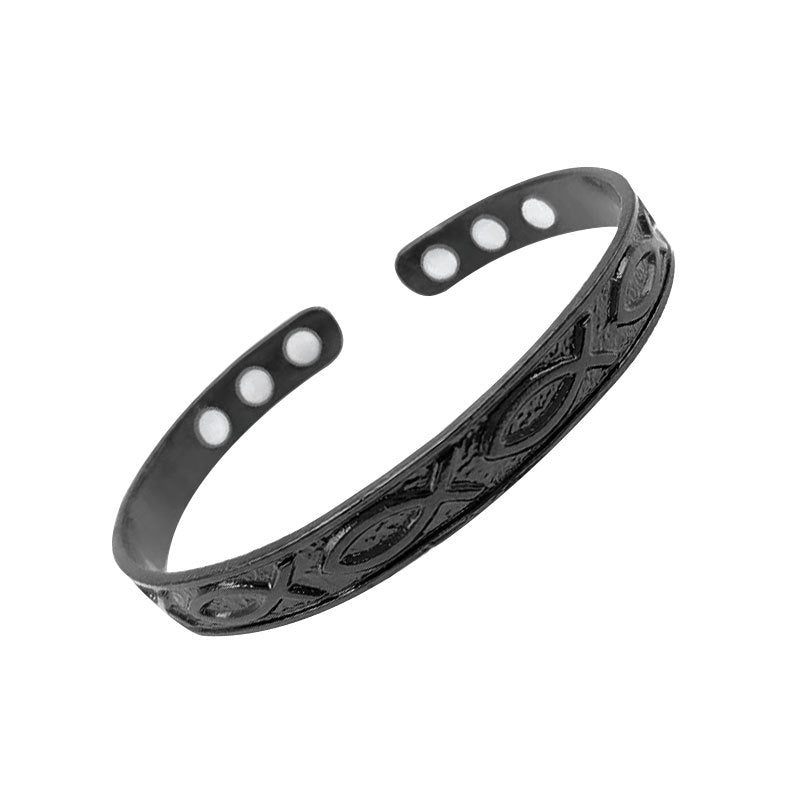 Personalized Fish Design Adjustable Alloy Bracelet – Retro Magnetic Open Cuff for Couples - STAR8S