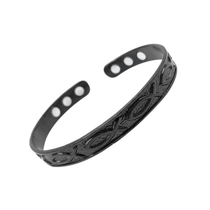 Personalized Fish Design Adjustable Alloy Bracelet – Retro Magnetic Open Cuff for Couples - STAR8S
