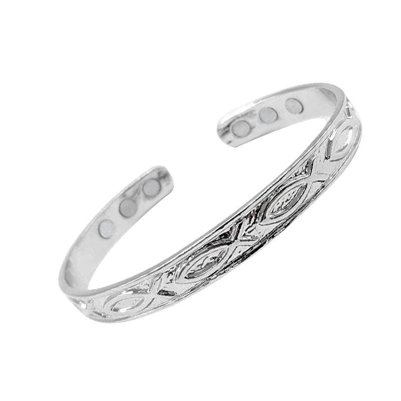 personalized fish design adjustable alloy bracelet – retro magnetic open cuff for couples - star8s