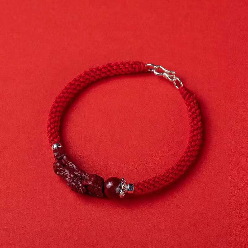 pixiu red string bracelet – natural cinnabar beads for prosperity & protection - star8s