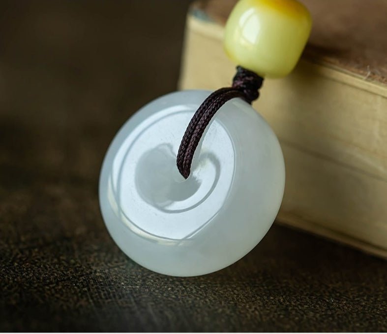 Premium Natural Hetian Jade Ping An Kou Phone Strap Keychain Pendant - Men & Women - STAR8S