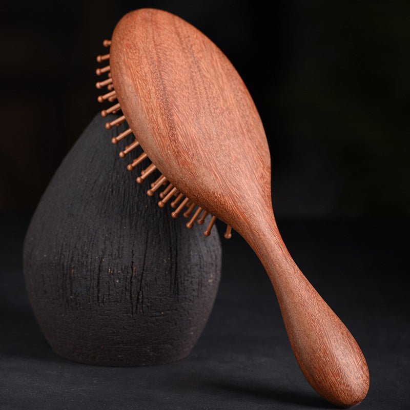 Premium Red Sandalwood Comb with Cushion Massage Head – Scalp & Hair Care Comb for Women - STAR8S