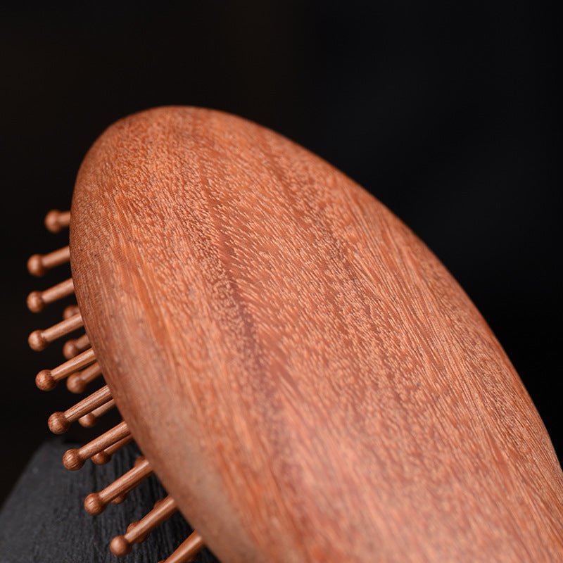 Premium Red Sandalwood Comb with Cushion Massage Head – Scalp & Hair Care Comb for Women - STAR8S