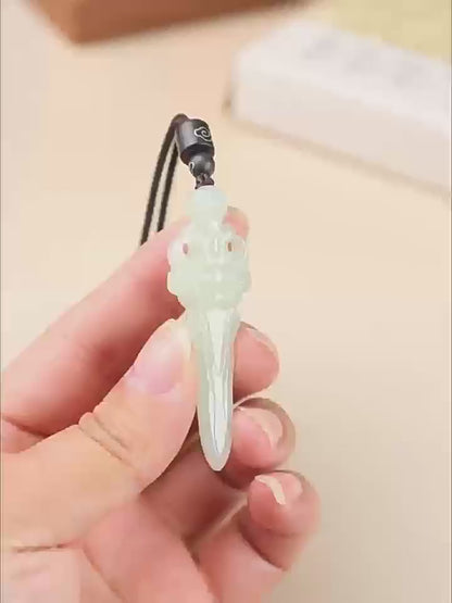 Jade Sword Pendant Necklace - Handcrafted Hetian Jade Magic Sword - Unisex