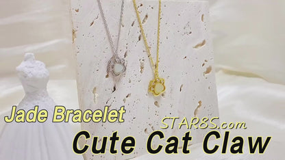Cute & Elegant Jade Stone Bracelet: Hetian Cat Claw 925 Silver | STAR8S