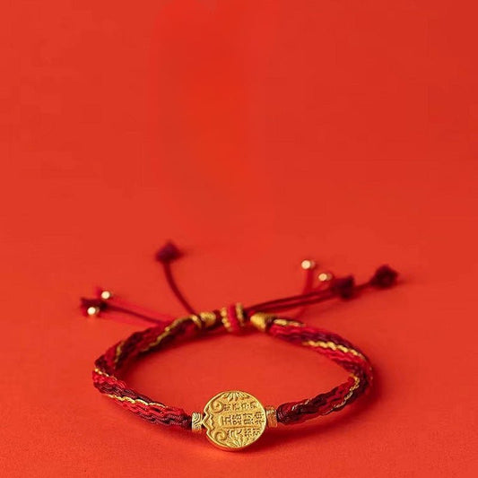 Protective Tibetan Bracelet: God of Wealth Vajra Knot Red String | STAR8S