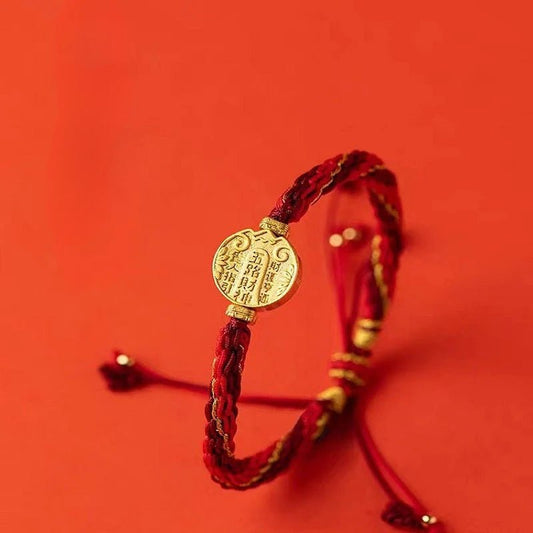 Protective Tibetan Bracelet: God of Wealth Vajra Knot Red String | STAR8S - STAR8S