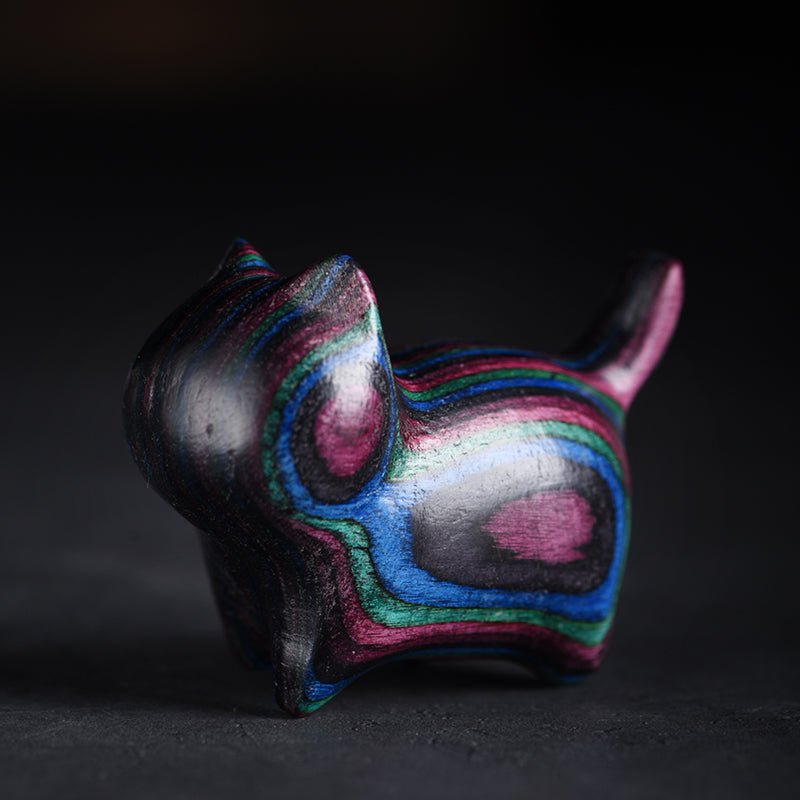 Proud Cat Faceless Wooden Sculpture | Fluid Paint Artistic Cat Decor for Home - STAR8S