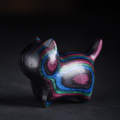 Proud Cat Faceless Wooden Sculpture | Fluid Paint Artistic Cat Decor for Home - STAR8S