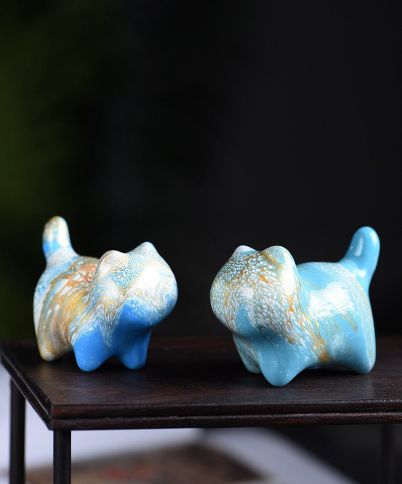 Proud Cat Faceless Wooden Sculpture | Fluid Paint Artistic Cat Decor for Home - STAR8S