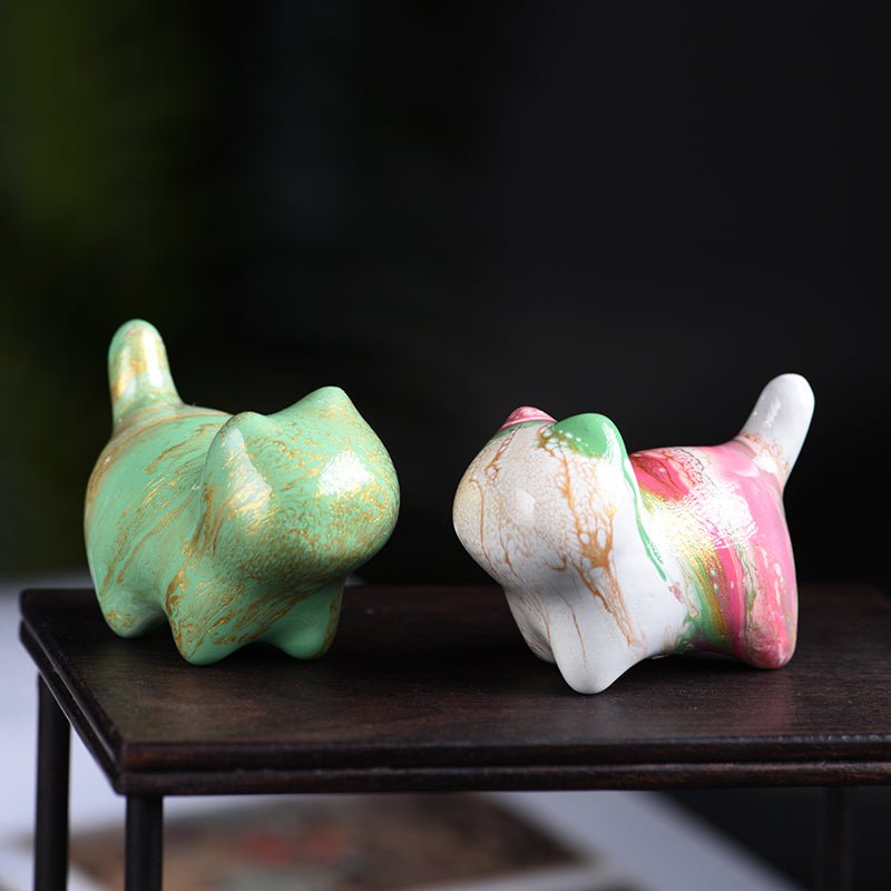 proud cat faceless wooden sculpture | fluid paint artistic cat decor for home - star8s