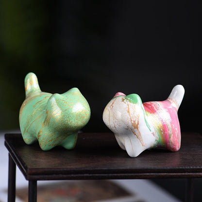 Proud Cat Faceless Wooden Sculpture | Fluid Paint Artistic Cat Decor for Home - STAR8S