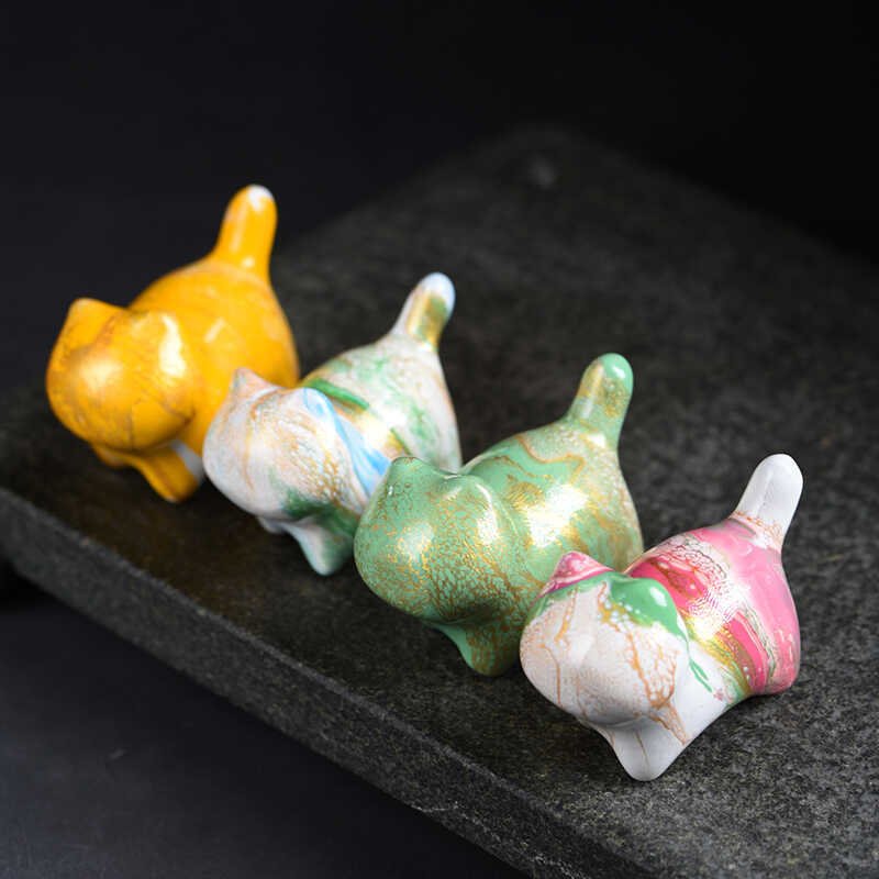 proud cat faceless wooden sculpture | fluid paint artistic cat decor for home - star8s