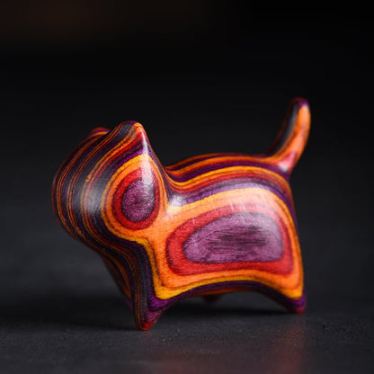 Proud Cat Faceless Wooden Sculpture | Fluid Paint Artistic Cat Decor for Home - STAR8S
