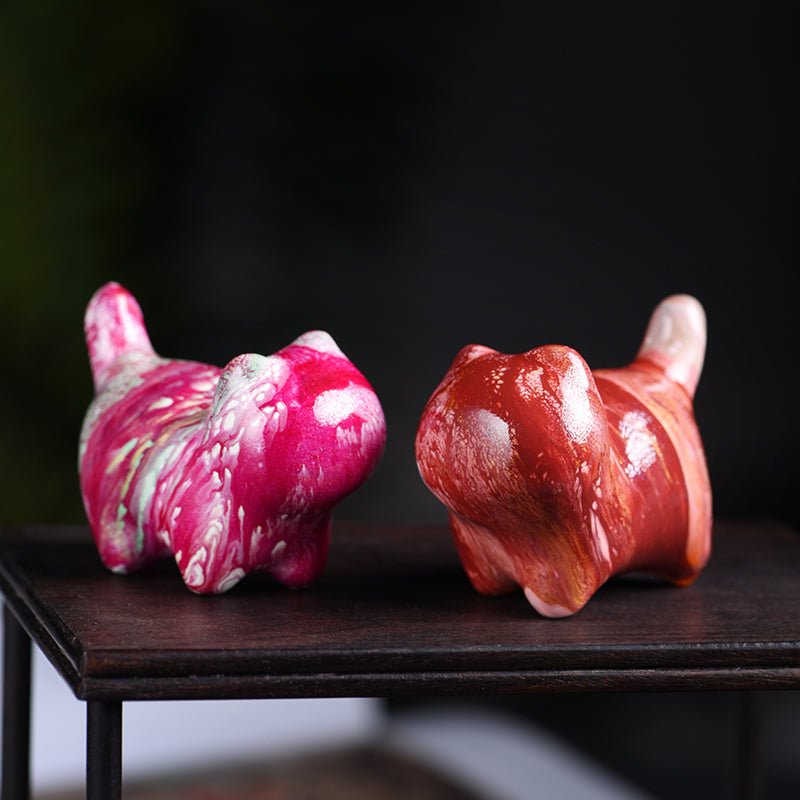 proud cat faceless wooden sculpture | fluid paint artistic cat decor for home - star8s