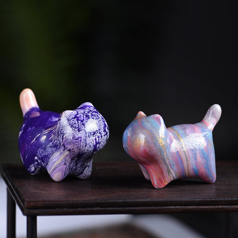 Proud Cat Faceless Wooden Sculpture | Fluid Paint Artistic Cat Decor for Home - STAR8S
