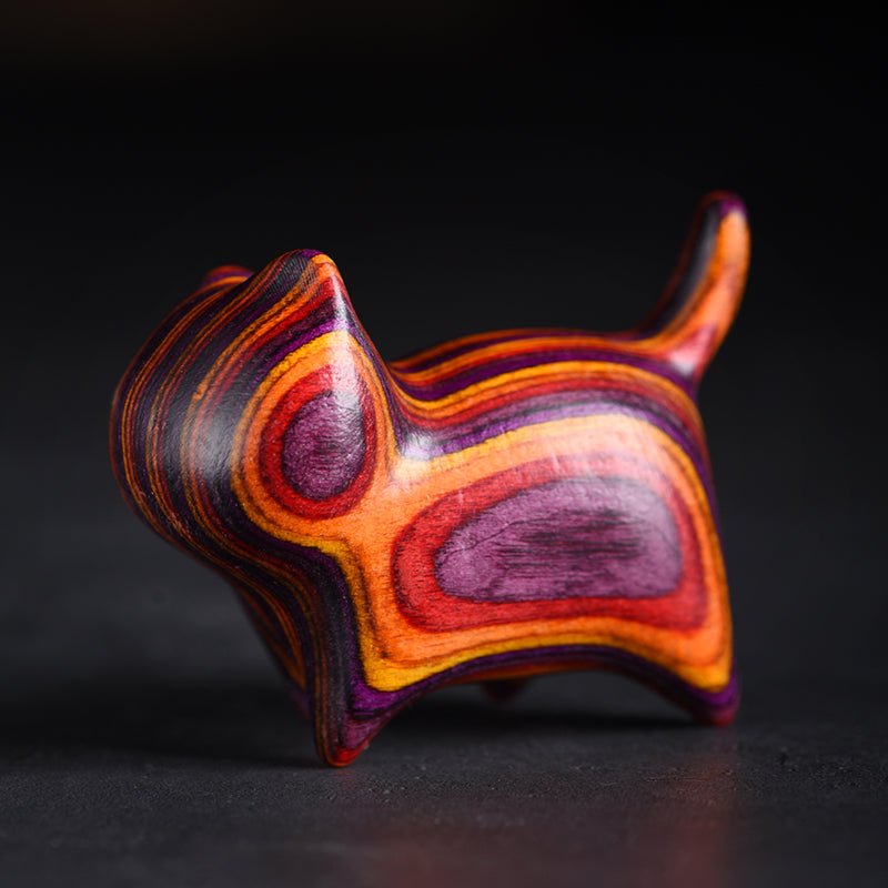 rainbow wood no - face cat desktop figurine – colorful handcrafted cat gift for cat lovers - star8s
