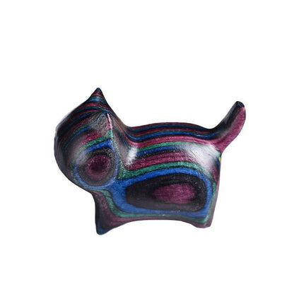 Rainbow Wood No - Face Cat Desktop Figurine – Colorful Handcrafted Cat Gift for Cat Lovers - STAR8S