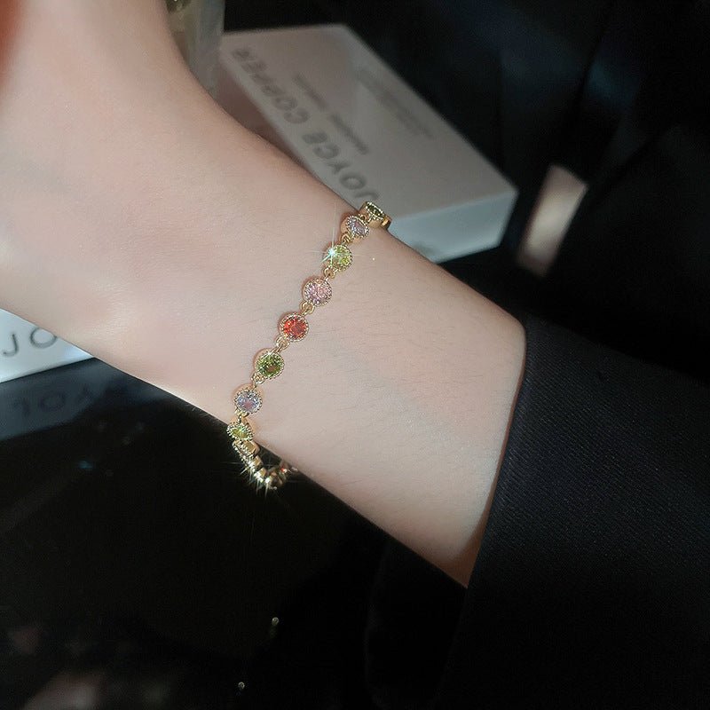 rainbow zircon bracelet | colorful 7 - color zircon stones | fashionable and elegant luxury bracelet for women - star8s