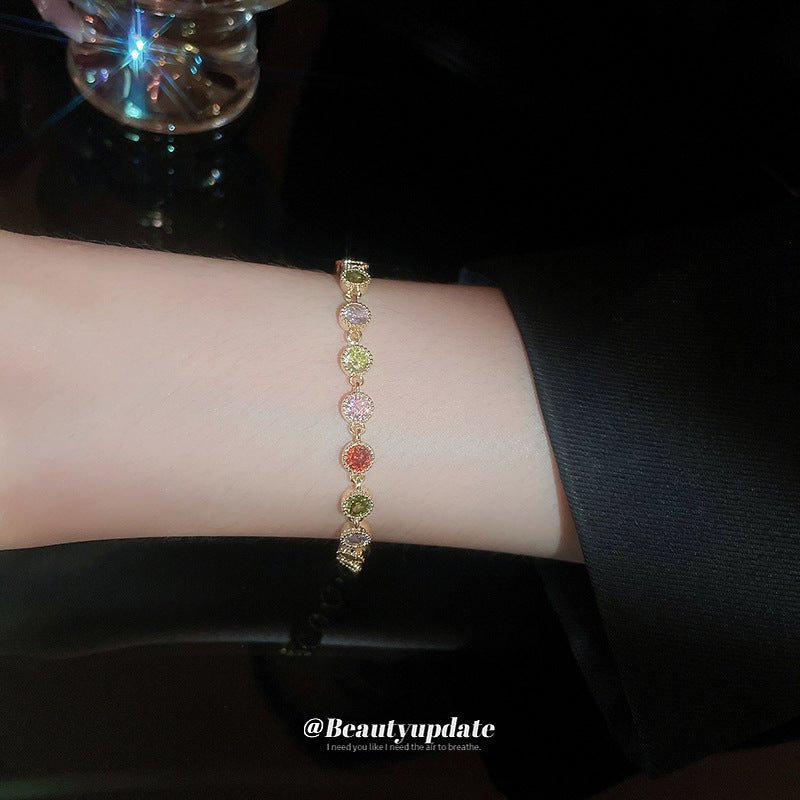 Rainbow Zircon Bracelet | Colorful 7 - Color Zircon Stones | Fashionable and Elegant Luxury Bracelet for Women - STAR8S
