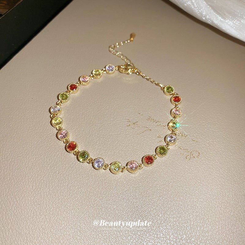 rainbow zircon bracelet | colorful 7 - color zircon stones | fashionable and elegant luxury bracelet for women - star8s