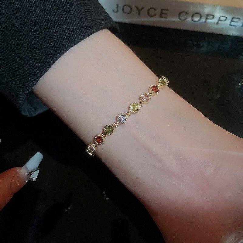 rainbow zircon bracelet | colorful 7 - color zircon stones | fashionable and elegant luxury bracelet for women - star8s