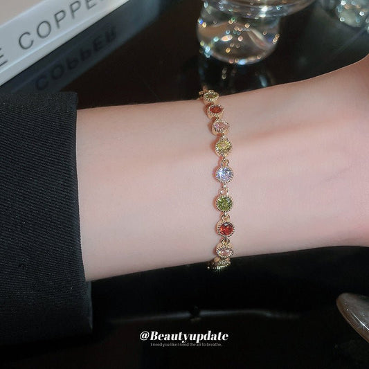 Rainbow Zircon Bracelet | Colorful 7 - Color Zircon Stones | Fashionable and Elegant Luxury Bracelet for Women - STAR8S