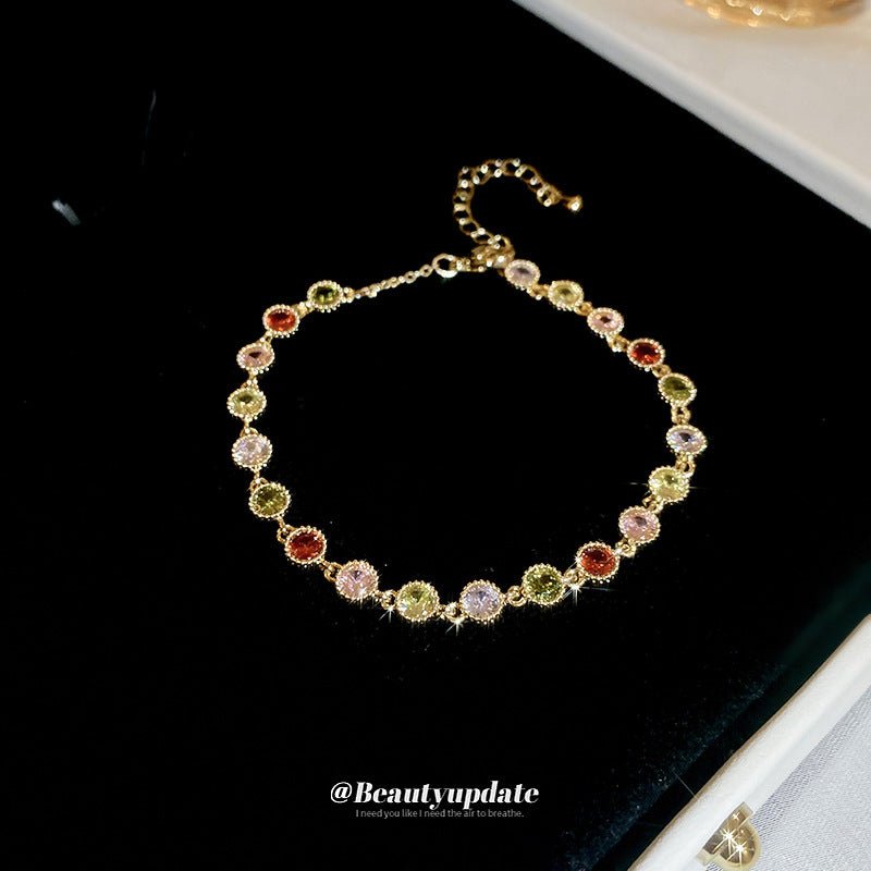 rainbow zircon bracelet | colorful 7 - color zircon stones | fashionable and elegant luxury bracelet for women - star8s