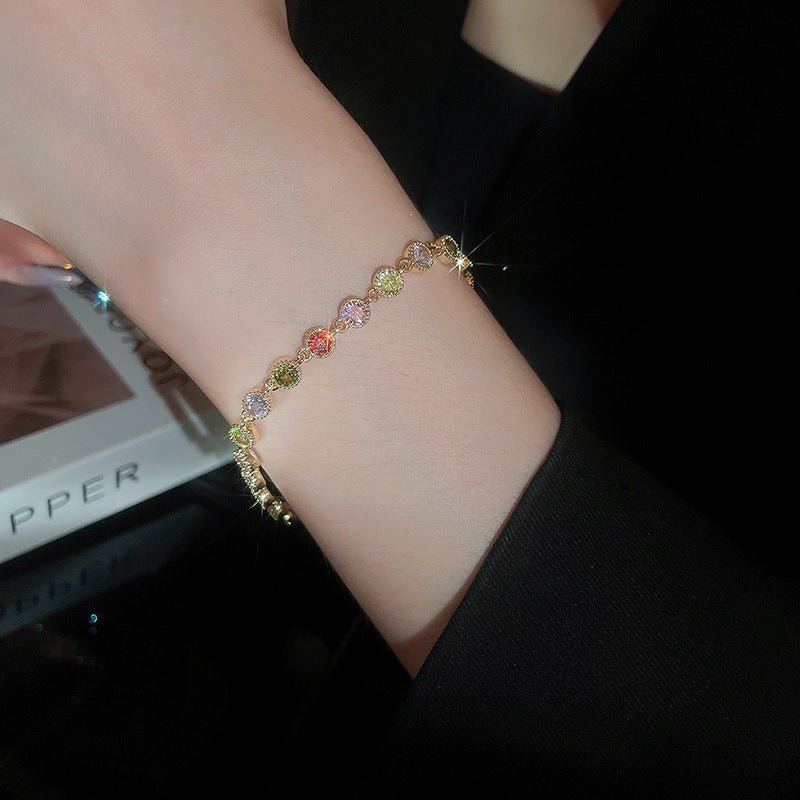 rainbow zircon bracelet | colorful 7 - color zircon stones | fashionable and elegant luxury bracelet for women - star8s