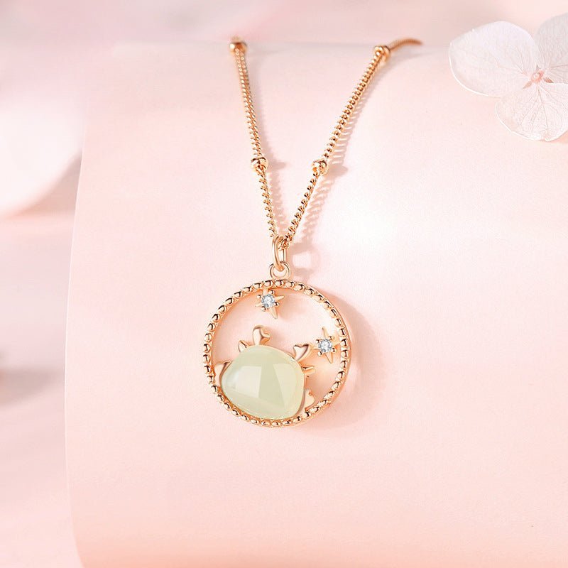 Real Jade Necklace - 925 Silver Gold Plated Dragon Hetian Pendant | STAR8S