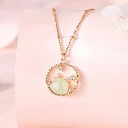 Real Jade Necklace - 925 Silver Gold Plated Dragon Hetian Pendant | STAR8S