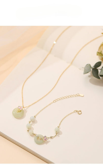 Real Jade Necklace - 925 Silver Hetian Orchid Safety Button | STAR8S