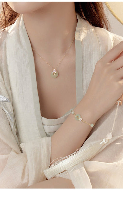 Real Jade Necklace - 925 Silver Hetian Orchid Safety Button | STAR8S