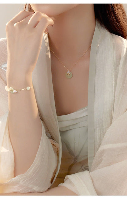 Real Jade Necklace - 925 Silver Hetian Orchid Safety Button | STAR8S