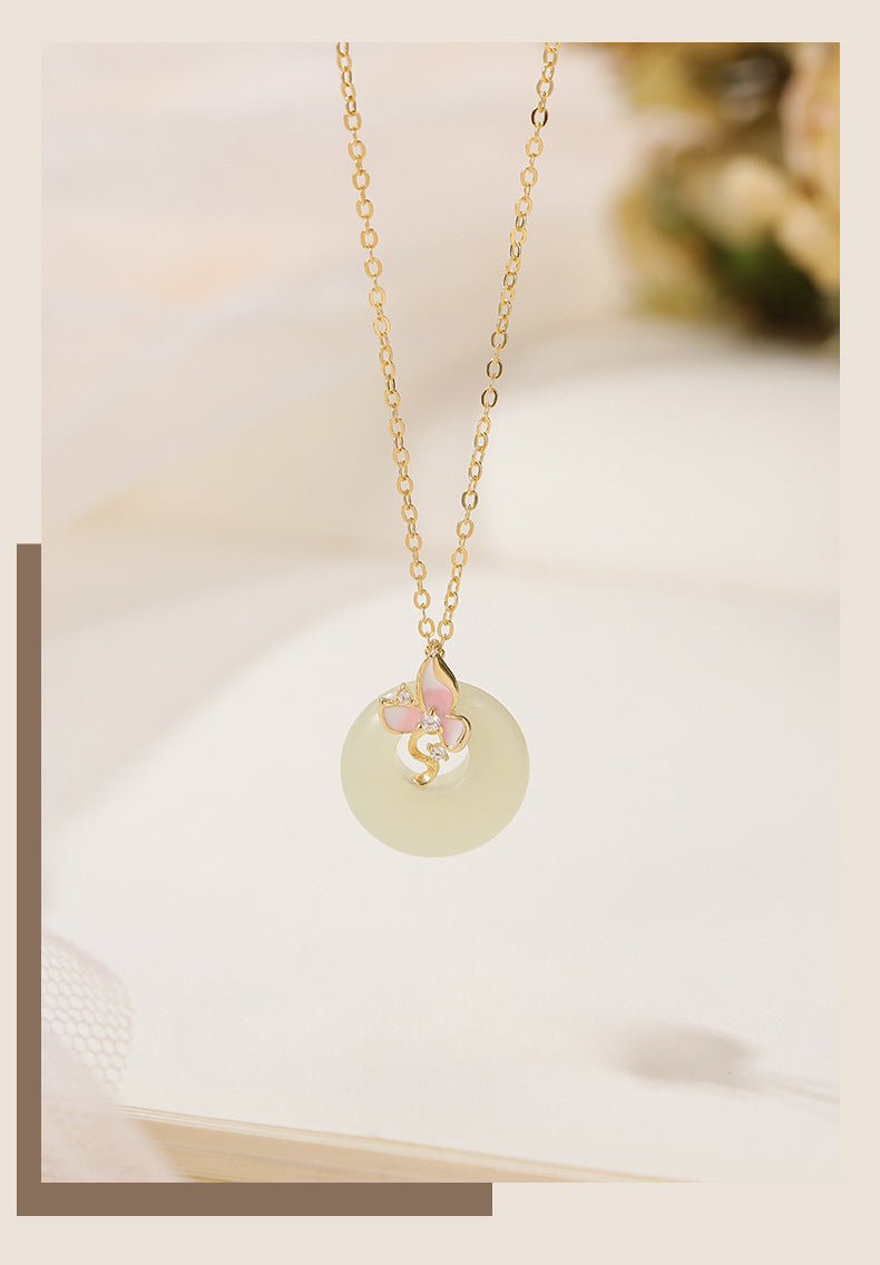 Real Jade Necklace - 925 Silver Hetian Orchid Safety Button | STAR8S