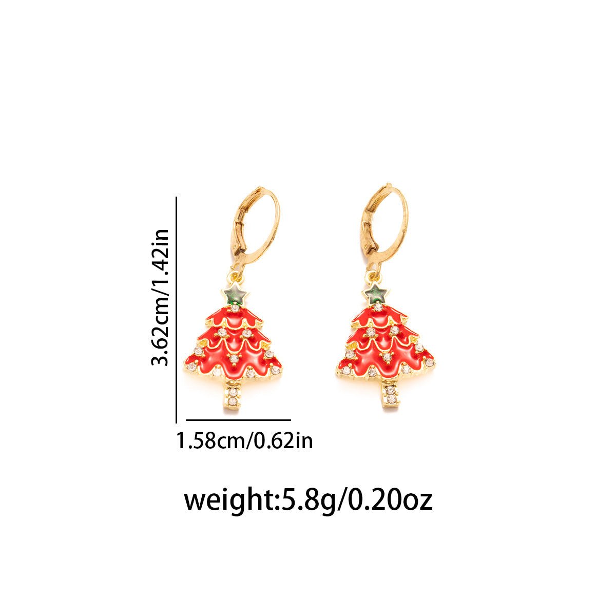 red christmas tree earrings with bow festive holiday jewelry - perfect gift for women - star8s