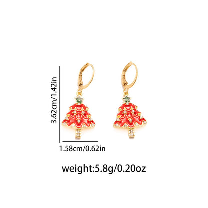 Red Christmas Tree Earrings with Bow Festive Holiday Jewelry - Perfect Gift for Women - STAR8S