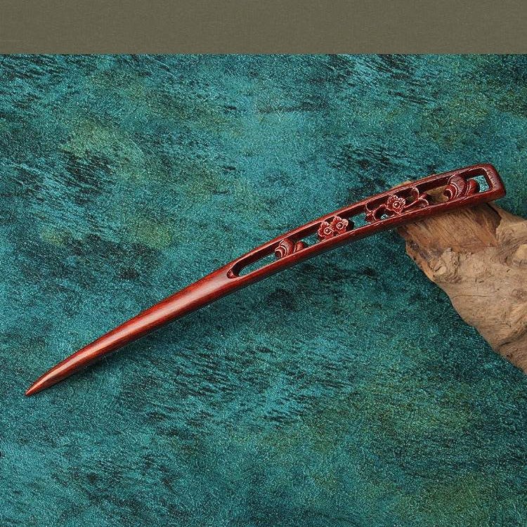 red sandalwood vintage hairpin for stylish bun & costume matching - star8s