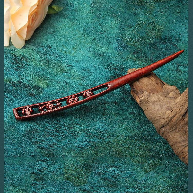 Red Sandalwood Vintage Hairpin for Stylish Bun & Costume Matching - STAR8S